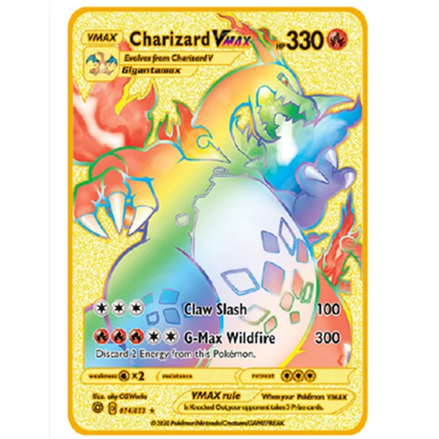 Pokemon Jogo Cartao Anime Charizard Golden Card Pokemon Cartao De Metal Ouro Pikachu Conjunto Figura Modelo Crianca Presente 3