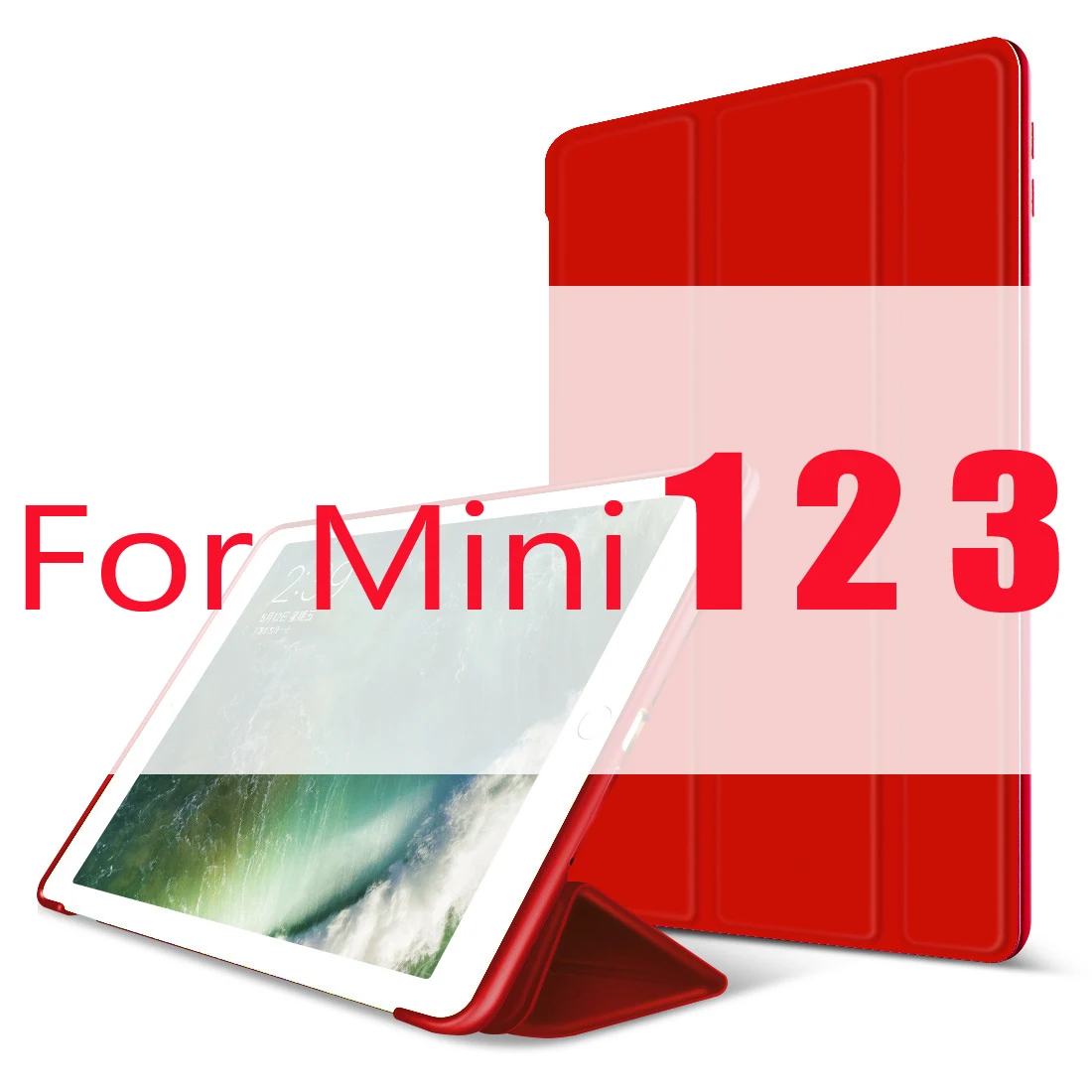Red For Mini 1 2 3 Чехол для iPad Mini 4 3 2 1 чехол из искусственной кожи Силиконовый мягкий чехол для iPad Mini 2 5 чехол Funda - Цвет: Red For Mini 1 2 3
