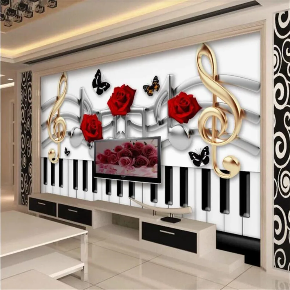 

Milofi customized 3D wall decoration fashion music theme TV sofa background wall store image wall