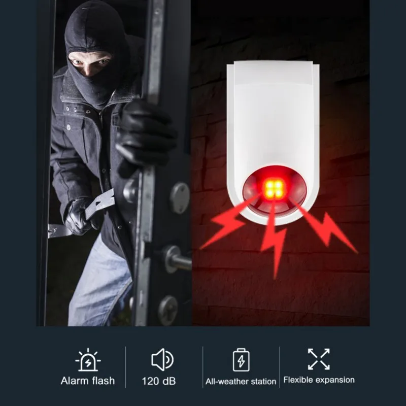 Wireless Sound And Light Outdoor Alarm Whistle 200 M-300 M Receiving Distance 120 DB Alarm Volume