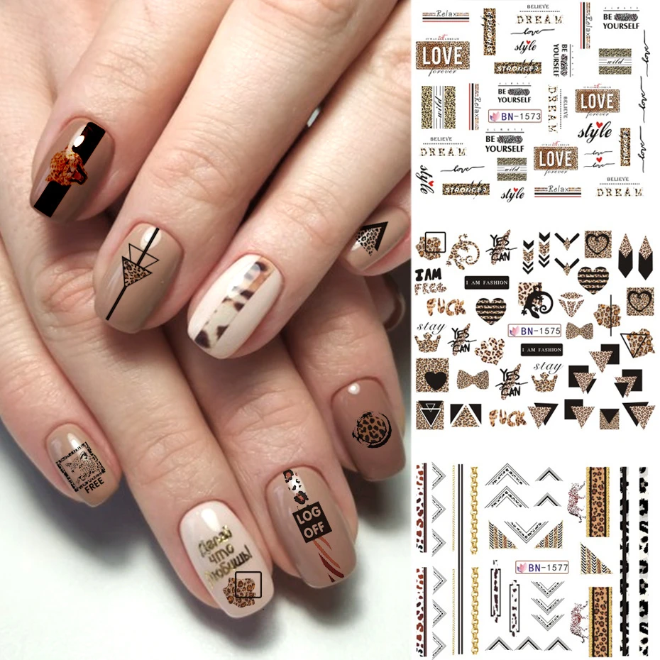 12pcs Nail Stickers Leopard Geometric Animal Design Water Transfer Decals Nail  Art Charming Sliders Polish Foils LABN1573 1584|Stickers & Decals| -  AliExpress