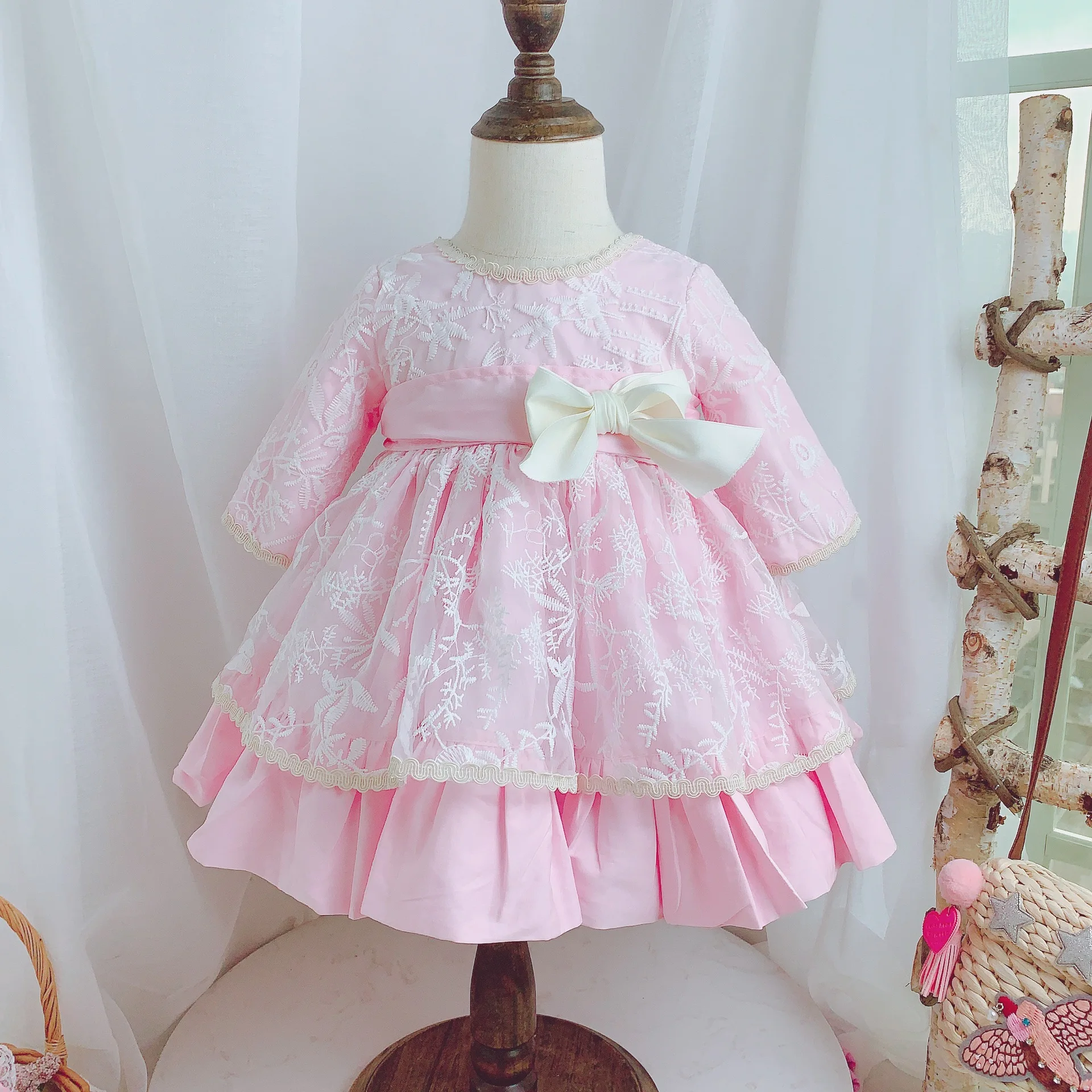 Розничная, кружевные платья-пачки для девочек, детские Роскошные вечерние платья в стиле Лолиты, испанское платье, милая одежда для маленьких девочек