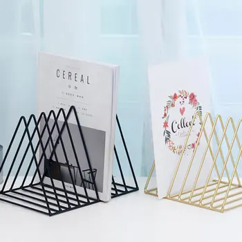 

Nordic Desktop Bookshelf Iron Art Metal Luxury Book Block Newspapers Magazines Storage Rack 9 Grid File Organiser Wholesale