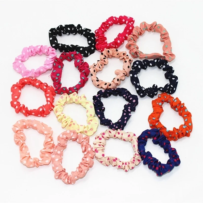 

20Pcs Hair Scrunchies Hair Accessories Elastic Women Hair Band Rope Ponytail Holder Dot Print Hair Ties