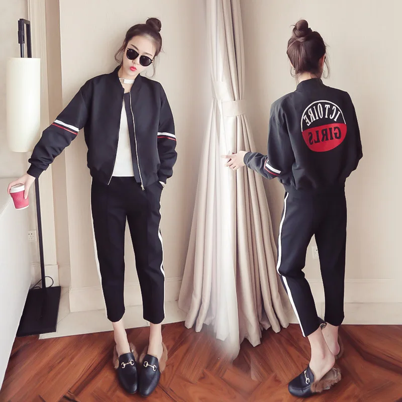 

Set Spring And Autumn Korean-style Casual Sports Baseball Uniform Jacket Jacket Trousers Trendy Two-Piece Set