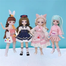

New 30CM Bjd Doll Cute Color Anime Eyes 21 Movable Joints Makeup Naked Dolls Fashion Casual Clothes Suit Dress Up Toys for Girls