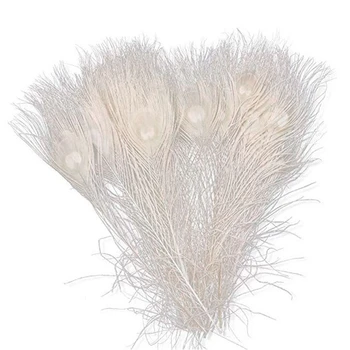 

50 PCS/Natural White Peacock Feathers in the Eye, 10 to 12 Inches of the Peacock Feather Wedding Decoration