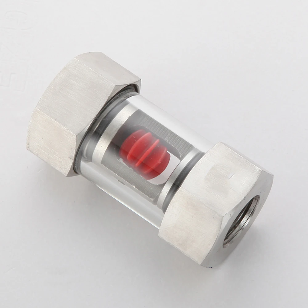 1/4" 3/8" 1/2" 3/4" 1" BSPT Female In-Line SS304 Stainless Window Sight Flow Indicator With Impeller Hydraulic Oil Water