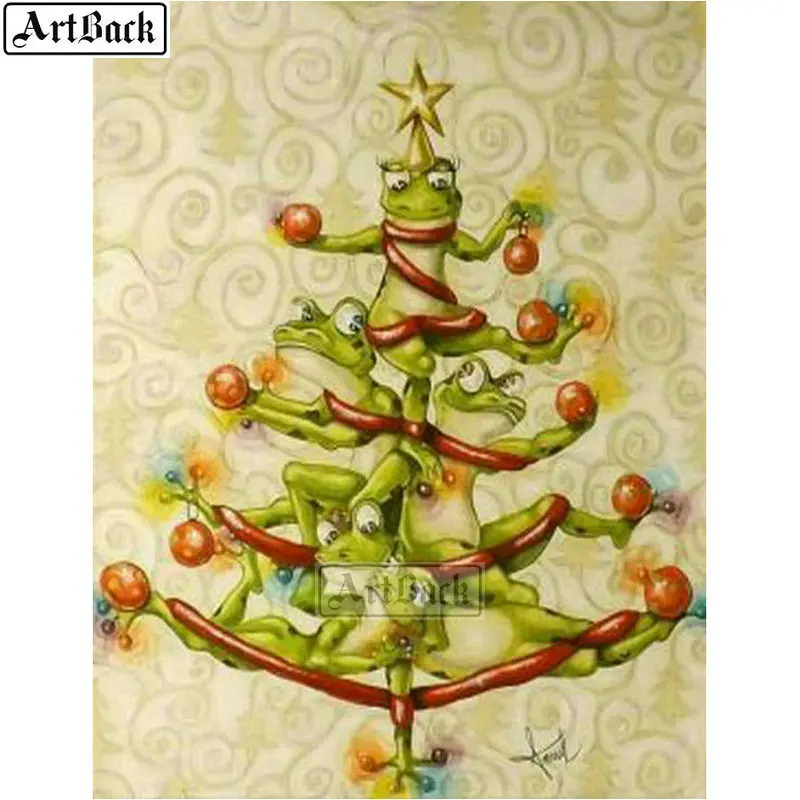 5d алмазная живопись сделай сам рисунок лягушки дерево полноразмерная/круглая