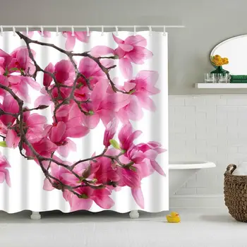 

19 Waterproof Shower Curtain Waterproof Polyester Fabric Bath Bathing Bathroom Curtains with 12 Hooks for Home Decorations