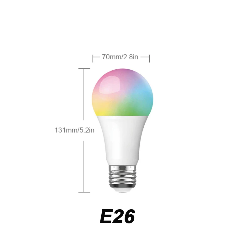 E26 Base 7 Вт/9 Вт светодиодные смарт-лампы украшения E26/E27/B22 WiFi лампы RGBC/RGBW поддержка Alexa/Google Home/IFTTT Голосовое управление дропшиппинг - Испускаемый цвет: E26 Base