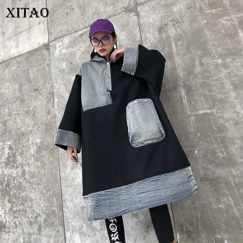 XITAO/джинсовые толстовки с отстрочкой женская Утепленная зимняя одежда Женская