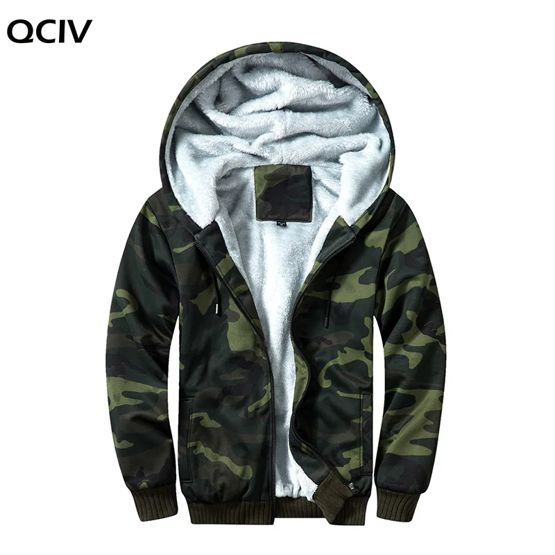 

Winter Fleece Hoodies Men Zipper Camouflage Hooded Coat Brand Mens Tracksuit Sweatshirt Bomber Jackets Warm US/EUR Size Hoody