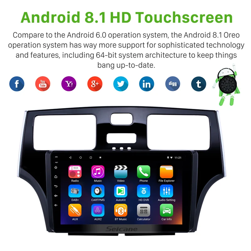 Perfect Seicane Android 9.0 Car Radio 9 Inch Bluetooth Wifi 1024*600 Touch Screen GPS Navigation For 2001 2002 2003 2004 2005 Lexus 4