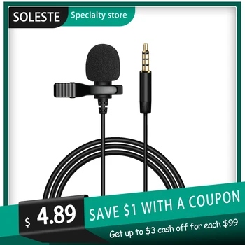 

SOLESTE 3.5mm Tie Clip Portable microphone streaming for Laptop Mobile Phone Microphone Omnidirectional Audio Mic microfono