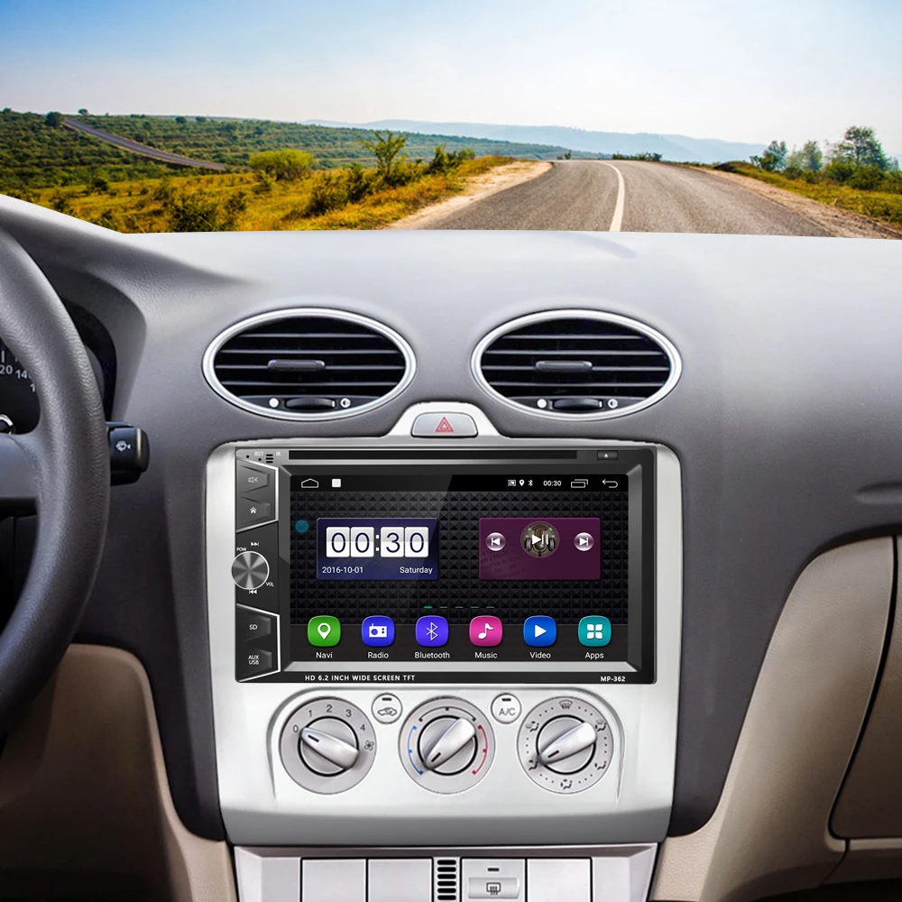 Podofo 2 Din Автомобильный dvd-плеер Android 6,0 gps Bluetooth Сенсорный экран автомобильный стерео MP3 MP4 Автомобильный мультимедийный плеер Поддержка зеркального соединения