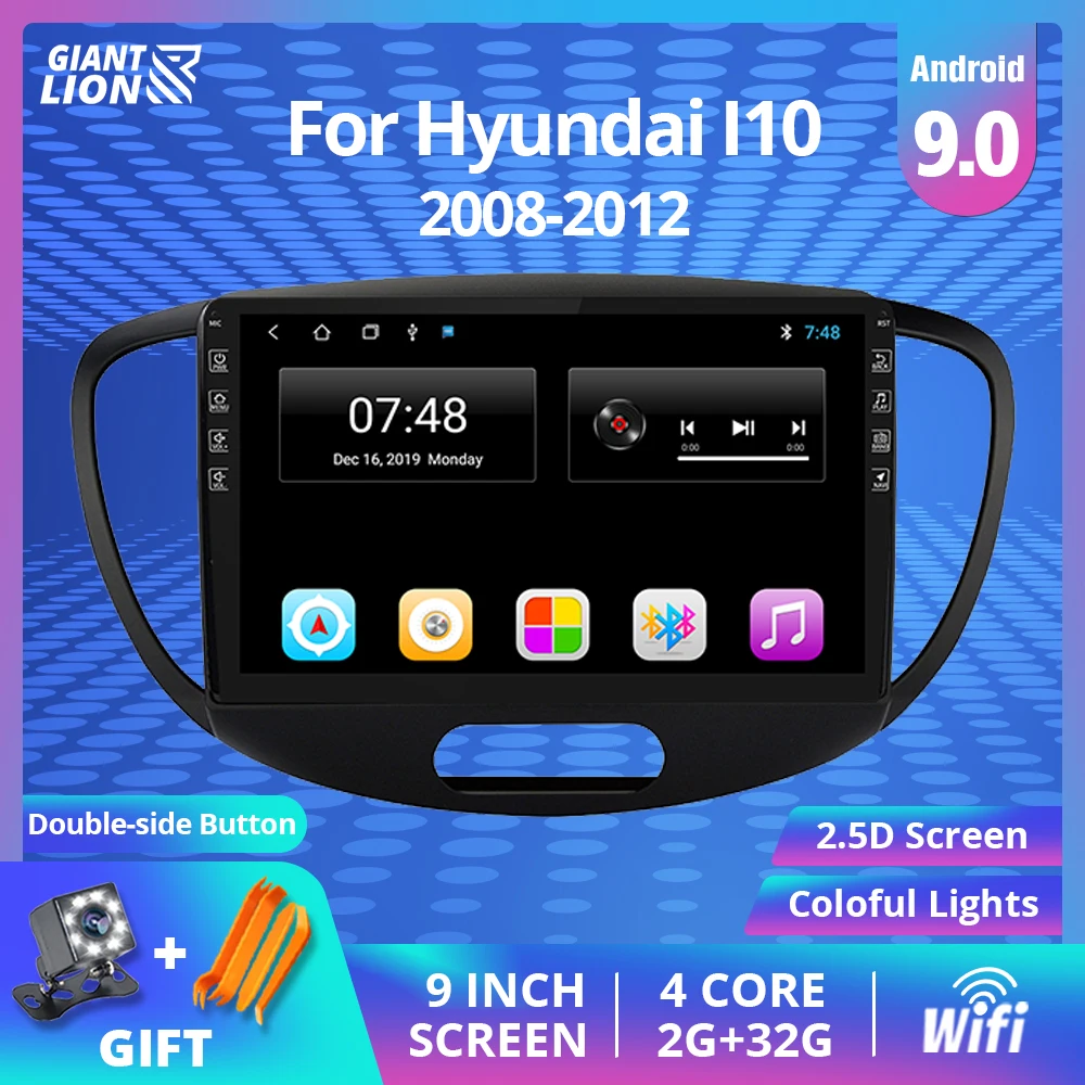 2Din Android 9 0 автомобильное радио для Hyundai I10 2008-2012 автомобильный Muitimedia видео