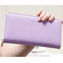 

Solid Color Long Women Zipper Wallets Female Pu Leather Coin Purses Ladies Large Capacity Clutch Bag Card Holder Money Clip