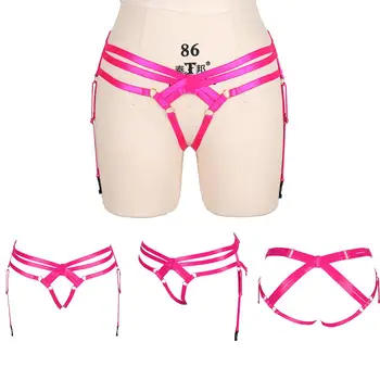 

Rose-red Garter Belts Harness Leg Punk Goth Bondage Thigh Belt Thong Panties Adjust Underwear Night Clubs Rave Sexy Suspender