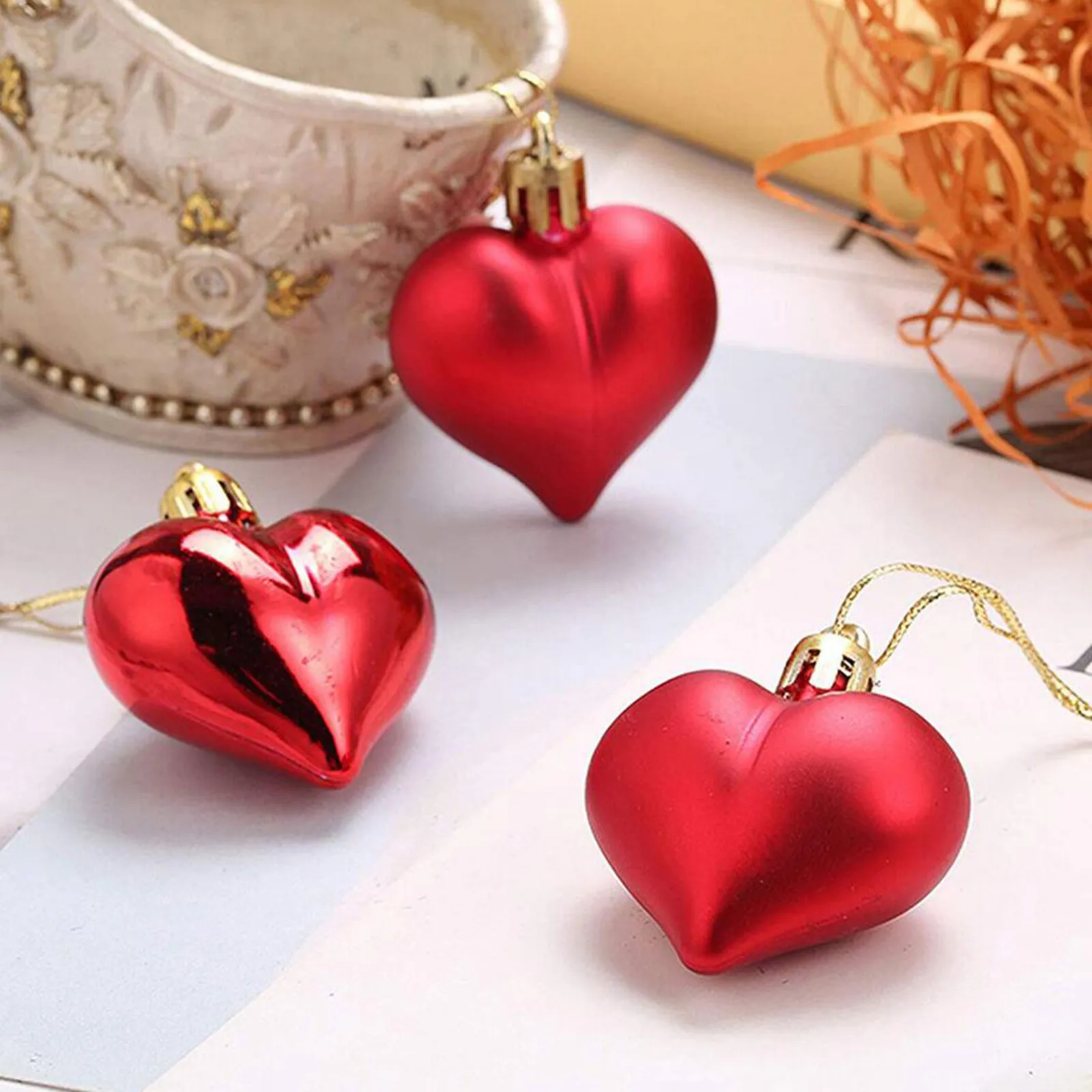 12PCS Love Heart Pendant Valentine's Day Decoration Pendant 4.5cm 
