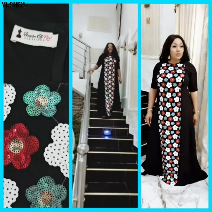 African Dresses For Women African Clothes Africa Dress Embroidery Sequined Dashiki Robe Ladies Clothing Plus Size Ankara Dresses 03
