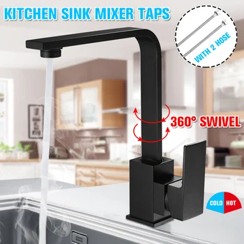 

Black Square Brass Kitchen Faucet Single Lever H/C 360 Rotation Mixer Tap Basin Water Crane Tap For Kitchen Bathroom Tap