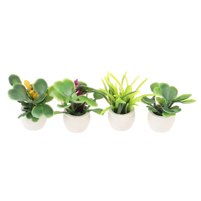 New 1PCS 1:12 Dollhouse Miniature Green Plant In Pot Furniture Home Garden Decoration Potted Plants Decor Accessories 4