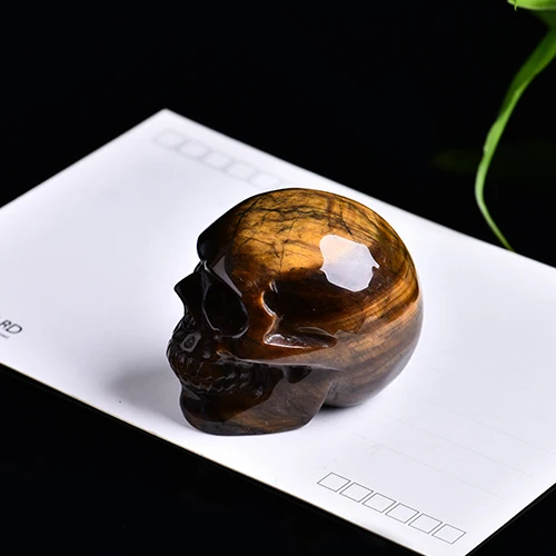 Tiger eye 1 шт. хрустальный череп из драгоценных камней, натуральный кристалл, украшение для дома, камни и кристаллы wicca, целебные минералы, сделай сам, подарок - Цвет: Tiger eye