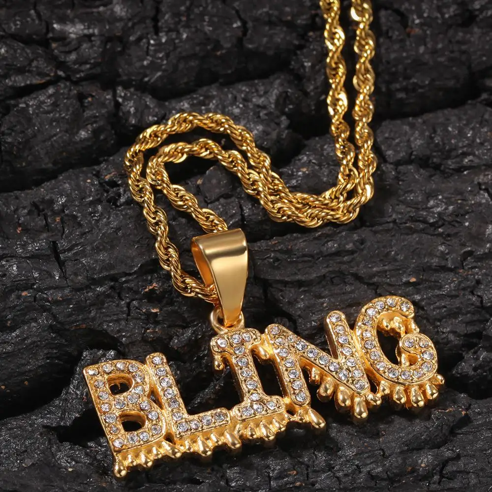 Мужские подвески в стиле хип-хоп, буквы Bling, нержавеющая сталь, никогда не выцветает, высокое качество, мужской хип-хоп, ожерелье, ювелирные изделия, подарки