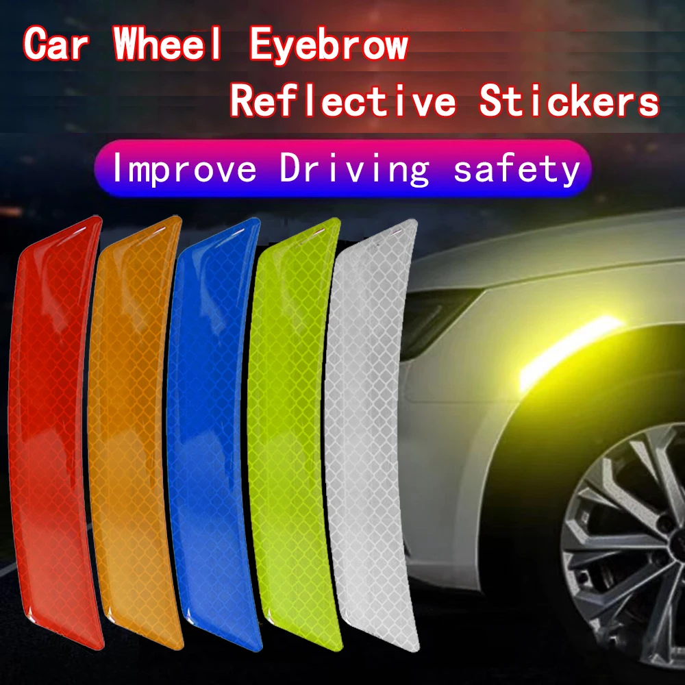 2PCS Car Stickers Reflective Wheel Eyebrow Warning Strip Decoration