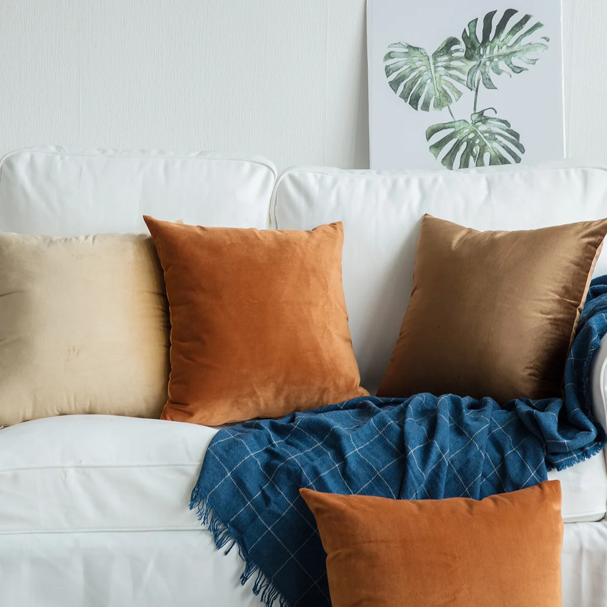 

1/2/4 Pcs Velvet Pillow Cases Solid Color Throw Cushion Covers Seat Sofa Pad Decorative Pillowcases Home Decoration 45x45cm D30