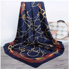 Модный платок шарфы для женщин цветочный принт атласный шелковый шарф Хиджаб Женский 90x90 см квадратный платок шарф на голову для дам