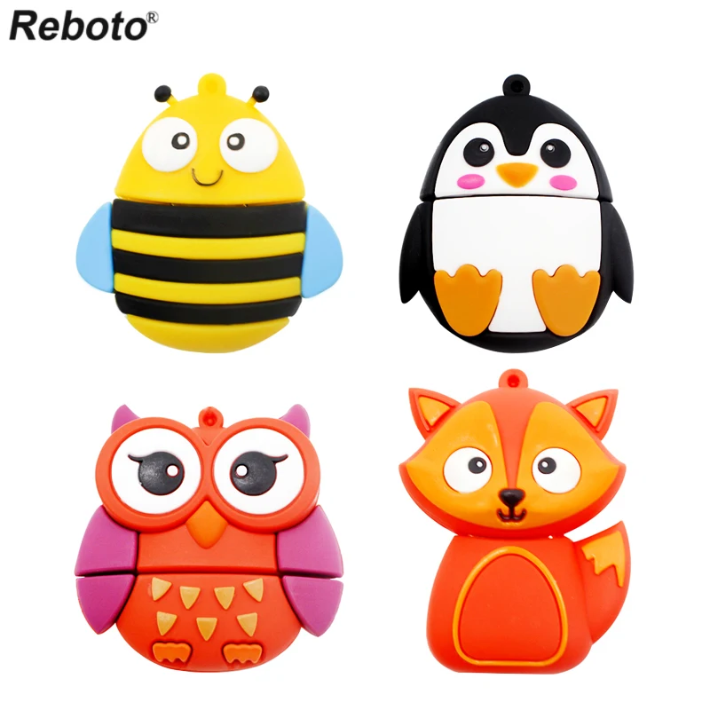 Reboto-memoria usb con dibujos de animales, pendrive de 32GB, 64GB, 16gb