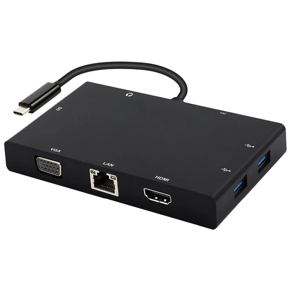 

Ma C Book Type C to hdmi vga RJ45 Multi-functional Adapter Eight in One USB HUB