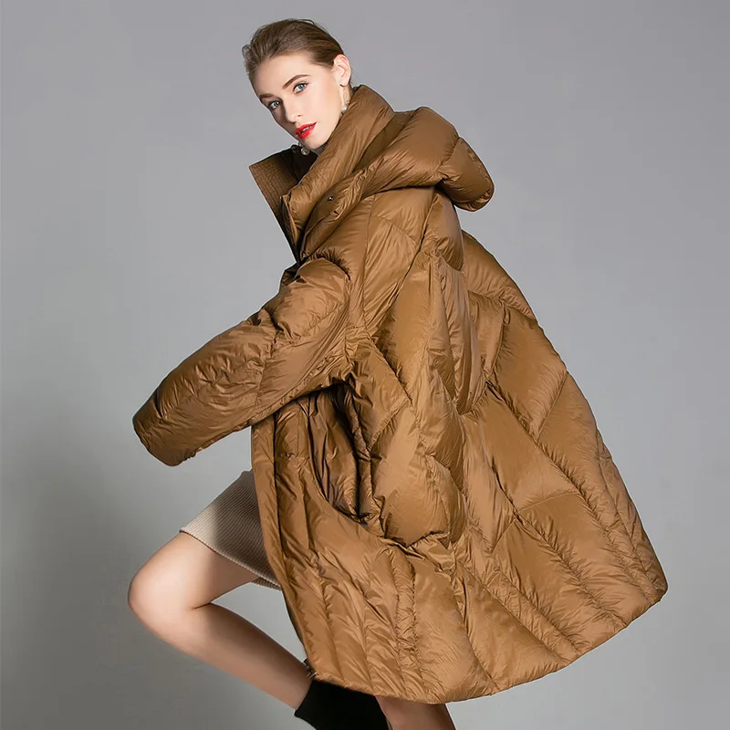 

PLUS winter big code down jacket 2018 ladies new medium and long women's coat, white eiderdown, thickened down garment.