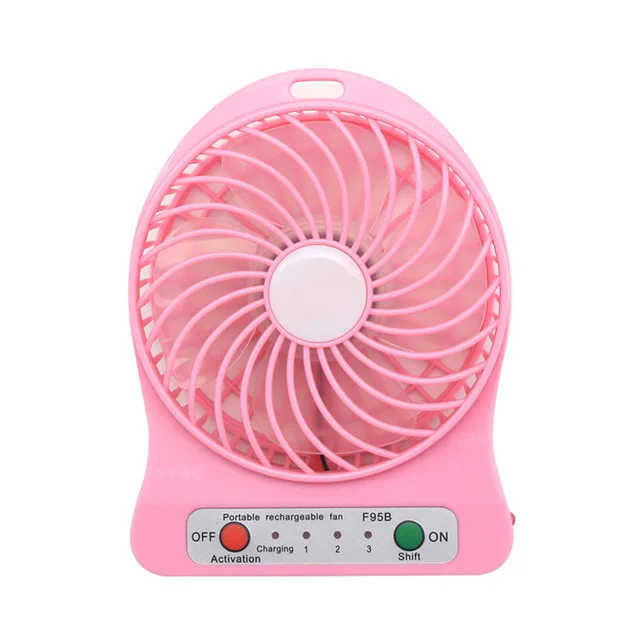 Мини-вентилятор без рук, маленький вентилятор с батареей, мини портативный вентилятор с яркими огнями, два вентилятора, висящие на шее для спорта - Цвет: K-6-pink