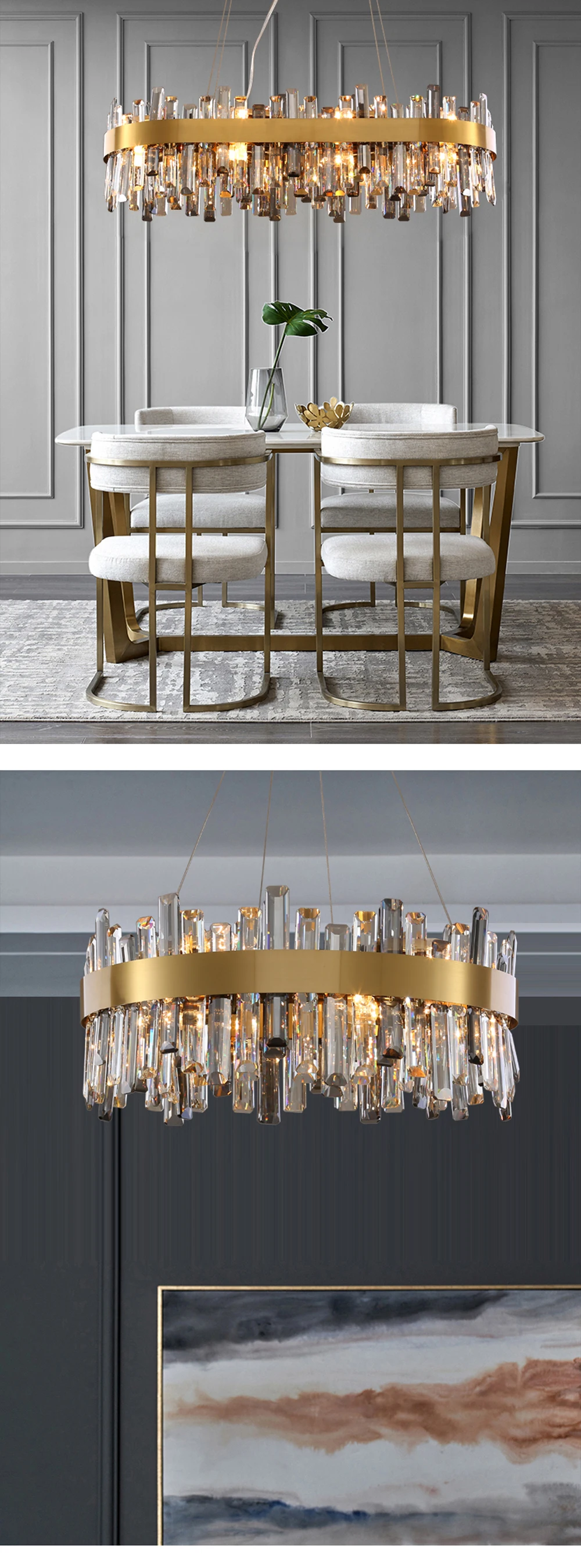 Modern Nordic Crystal Round Oval Designer LED Chandelier Lighting