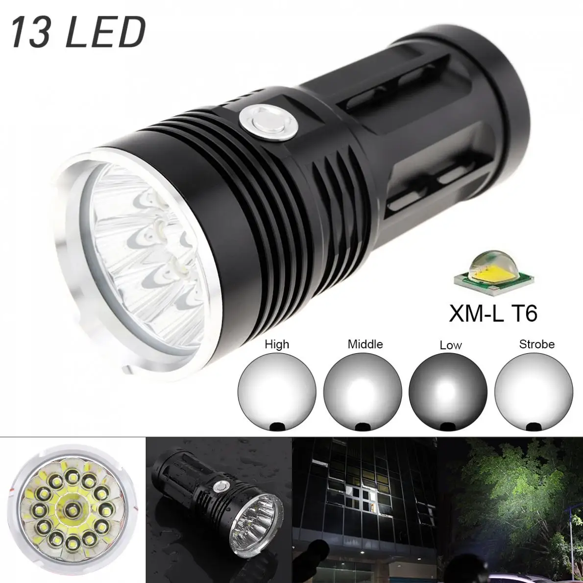 38000LM 15x XM-L T6 LED Flashlight Torch 4x 18650 Hunting Light Bright Outdoor 