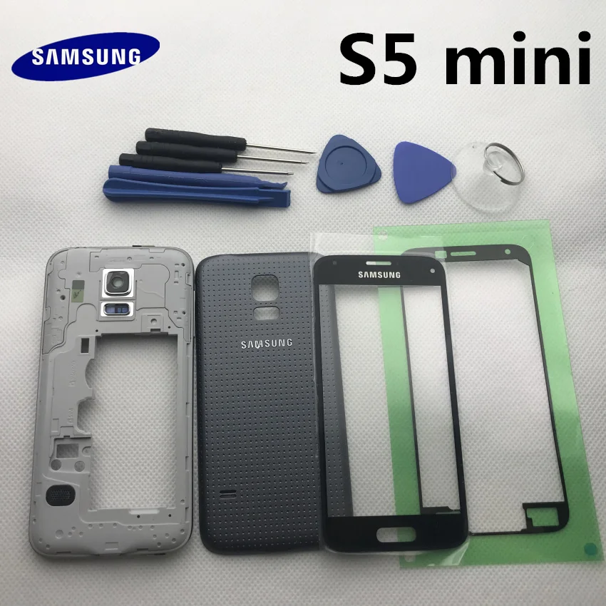 Чехол для Samsung s5mini средняя рамка Galaxy S5 mini G800F задняя панель переднее стекло клей и