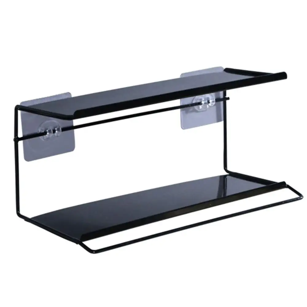 Stainless Steel Bathroom Storage Shelf Punch-Free Kitchen Bathroom Toilet Wall Hanging Rack bathroom accessories wall shelf CD