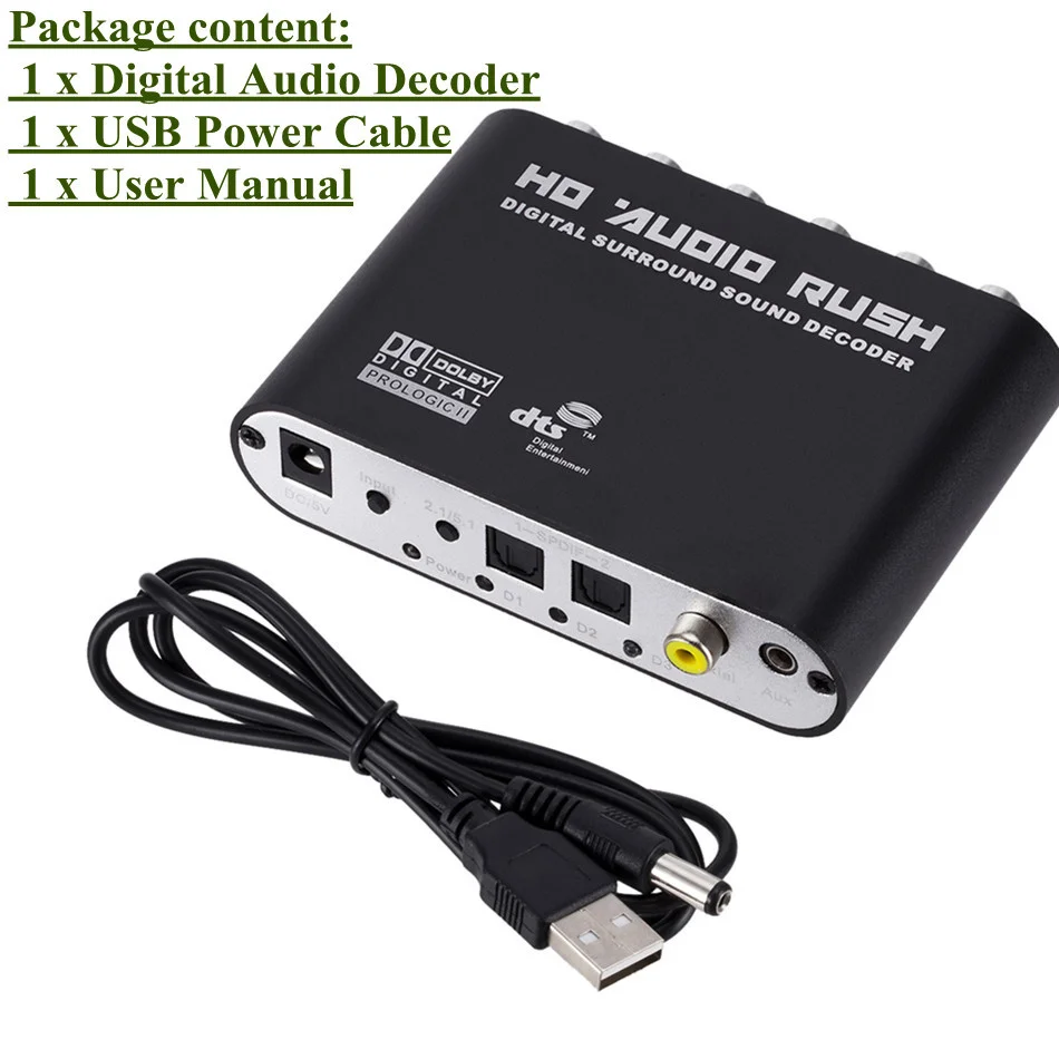 Wvvmvv5.1 ch áudio decodificador coaxial spdif para