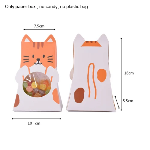 10 шт Kawaii Домашние животные подарочные коробки для конфет собаки кошки складные бумажные упаковочные коробки десертные пакеты для упаковки выпечки офисные школьные принадлежности - Цвет: 10pcs yellow cat