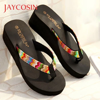 

JAYCOSIN Summer Wedge Platform Sandals slippers Women Beach Flip Flops Casual shoes woman sandals Beach Flat Patch Lady Slippers