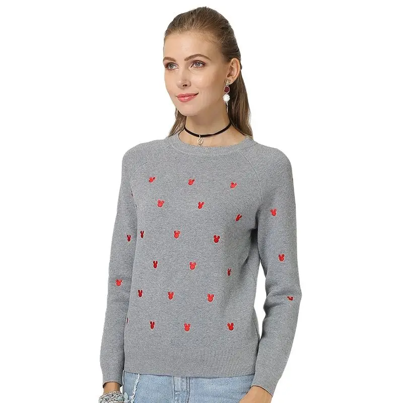 

Simple Long-sleeved Knitted Sweater 2019 Autumn Women's Slim Round Collar Pullover Women Printing Casual Sweaters Organic