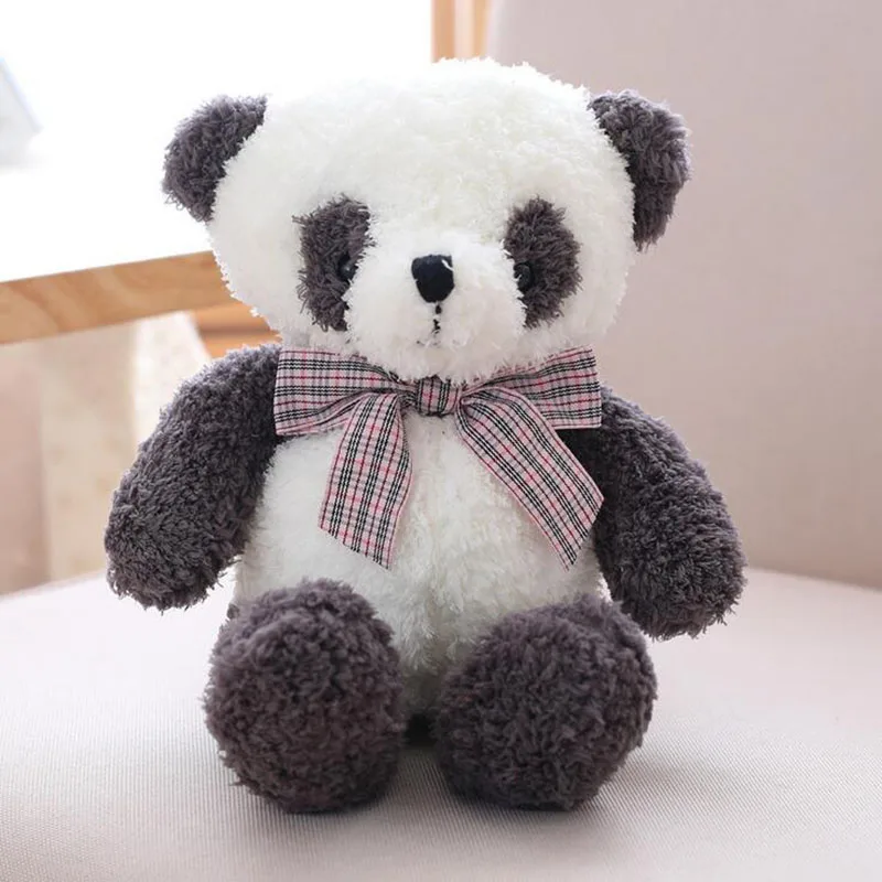 Panda 35 см детские мягкие плюшевые Медведь Панда Кролик бант красивые куклы игрушки подушка подарки на день рождения игрушки для детей - Цвет: Panda