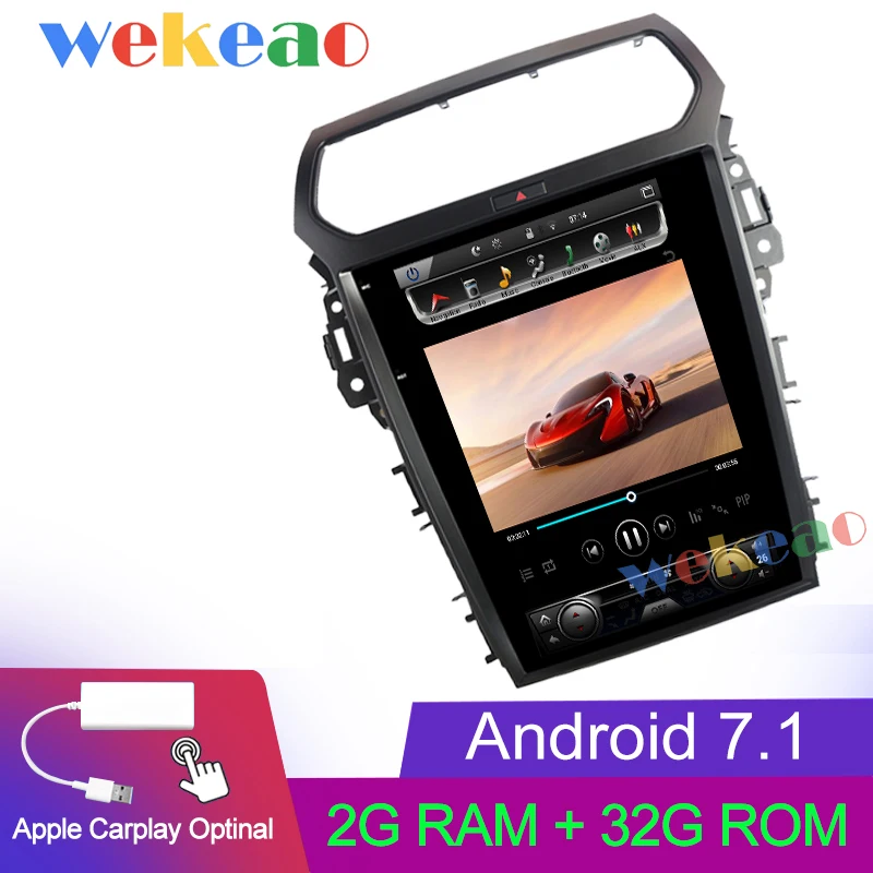 Wekeao Vertical Screen Tesla Style 12.1'' 1 Din Android 8.1 Car Multimedia Dvd Navigation Car Dvd Player For Ford Explorer 2013 - Цвет: Android Car Radio