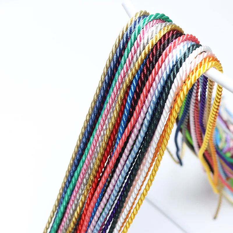 

10 Meters 2mm 3 Shares Twisted Cotton Nylon Cords Colorful DIY Craft Braided Decoration Rope Drawstring Belt Accessories JK2020