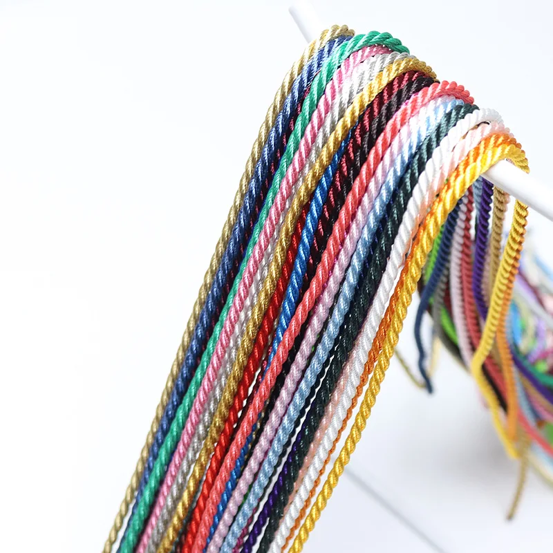 10 Meters 2mm 3 Shares Twisted Cotton Nylon Cords Colorful DIY Craft Braided Decoration Rope Drawstring Belt Accessories JK2020