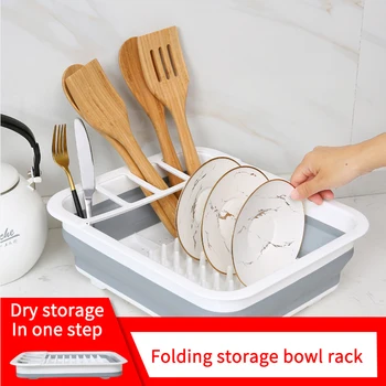 

Foldable Dish Rack Kitchen Storage Holder Drainer Bowl Tableware Plate Portable Drying Rack Home Shelf Dinnerware Organizer