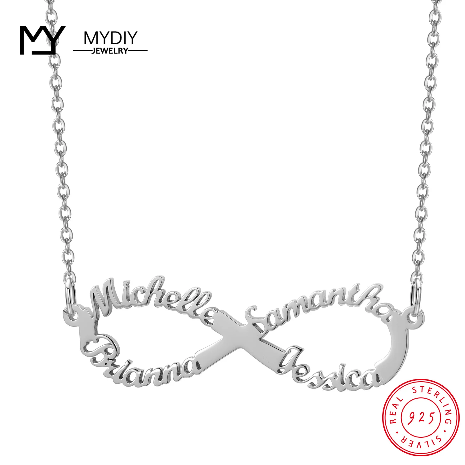 MYDIY Personalized Infinite Name Necklace 925 Sterling Silver Customized Name Pendant Necklace Gift for Girlfriend Jewelry